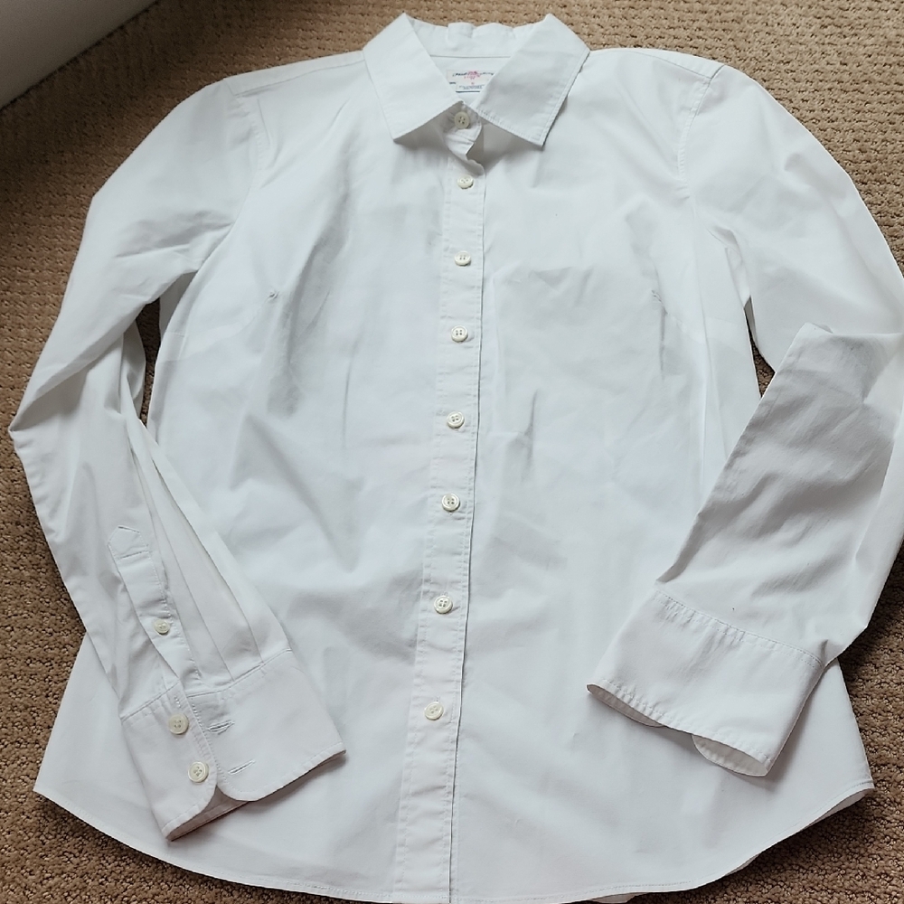 J. Crew White Cotton Blend Shirt